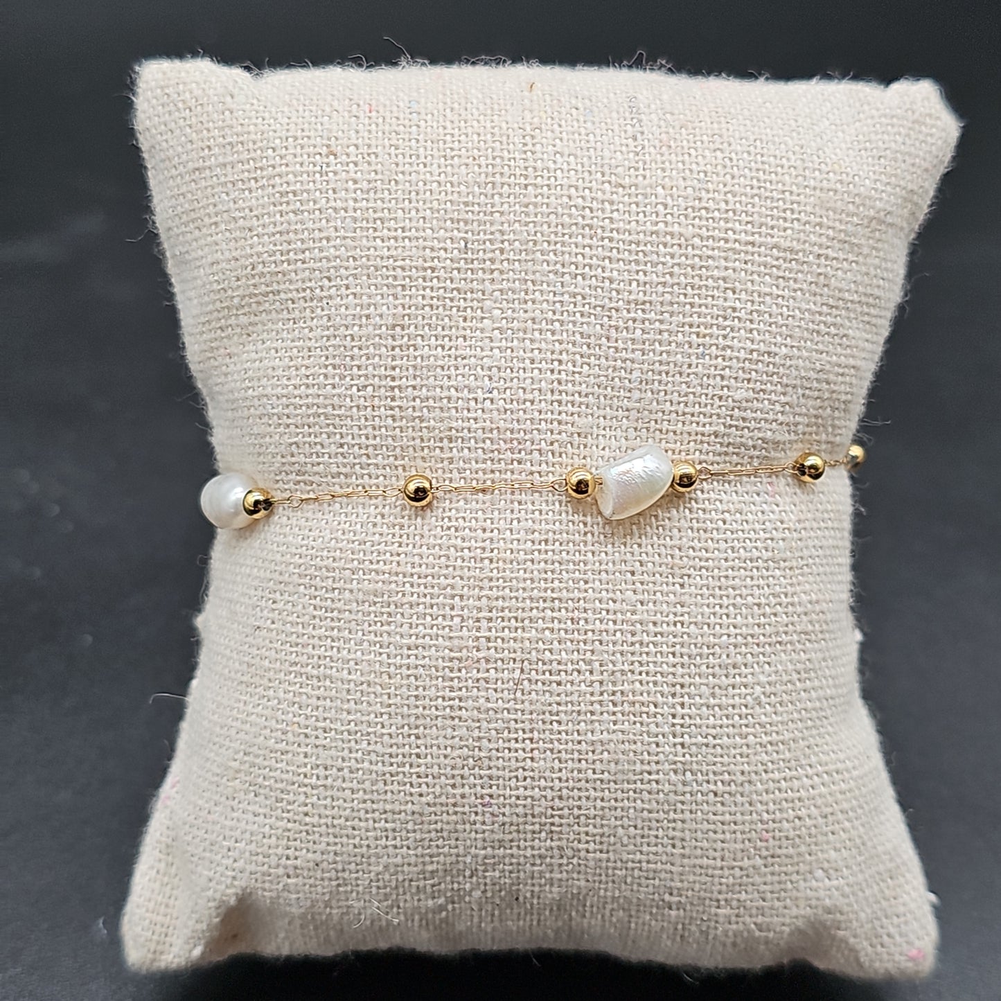 Bracelet chaîne fine acier inoxydable – billes et pierres reconstituées, doré ou argenté
