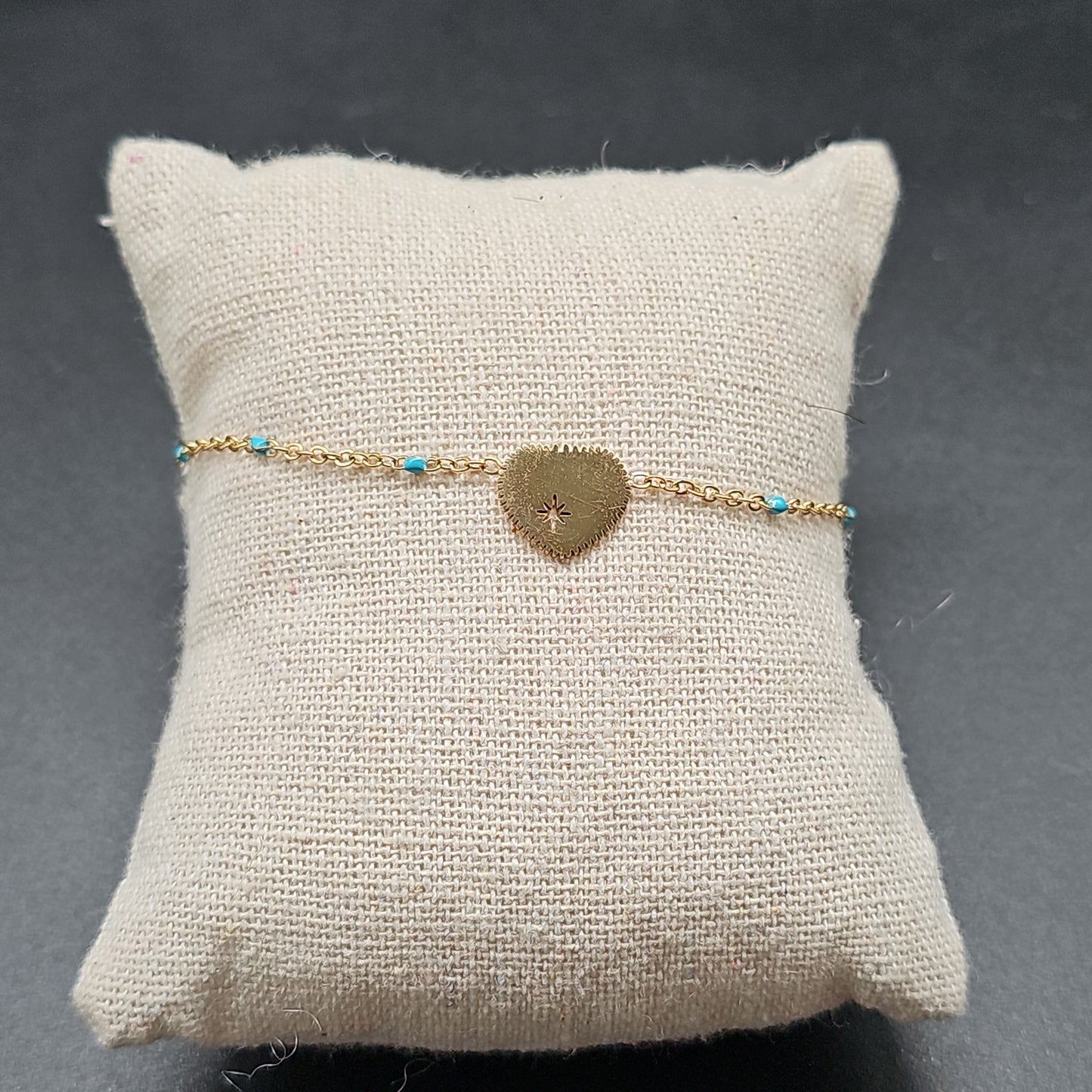 Bracelet acier inoxydable doré chaîne fine maille forçat incrustée éclats pierre naturelle