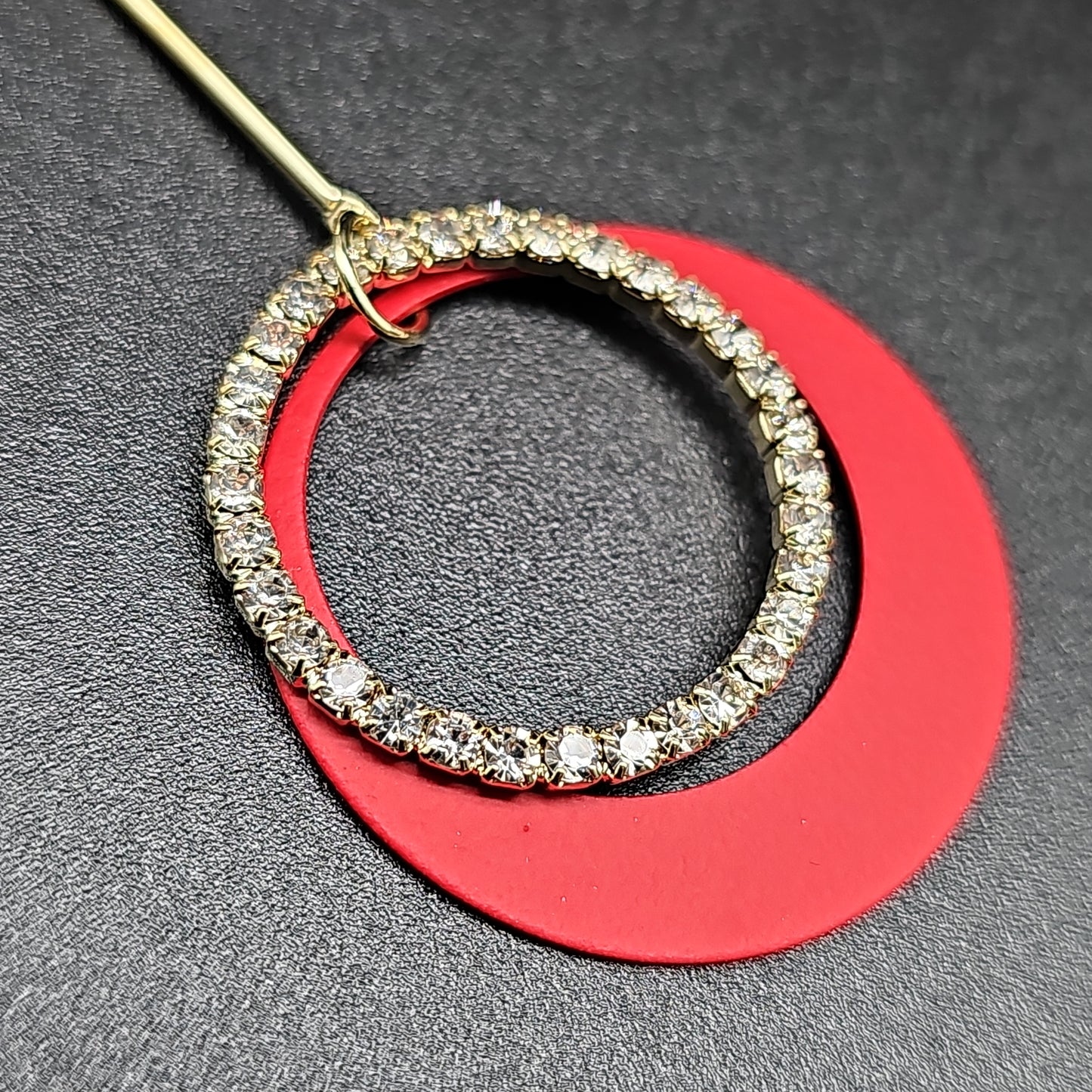 Boucles pendantes pierre lune & anneau – acier inoxydable doré