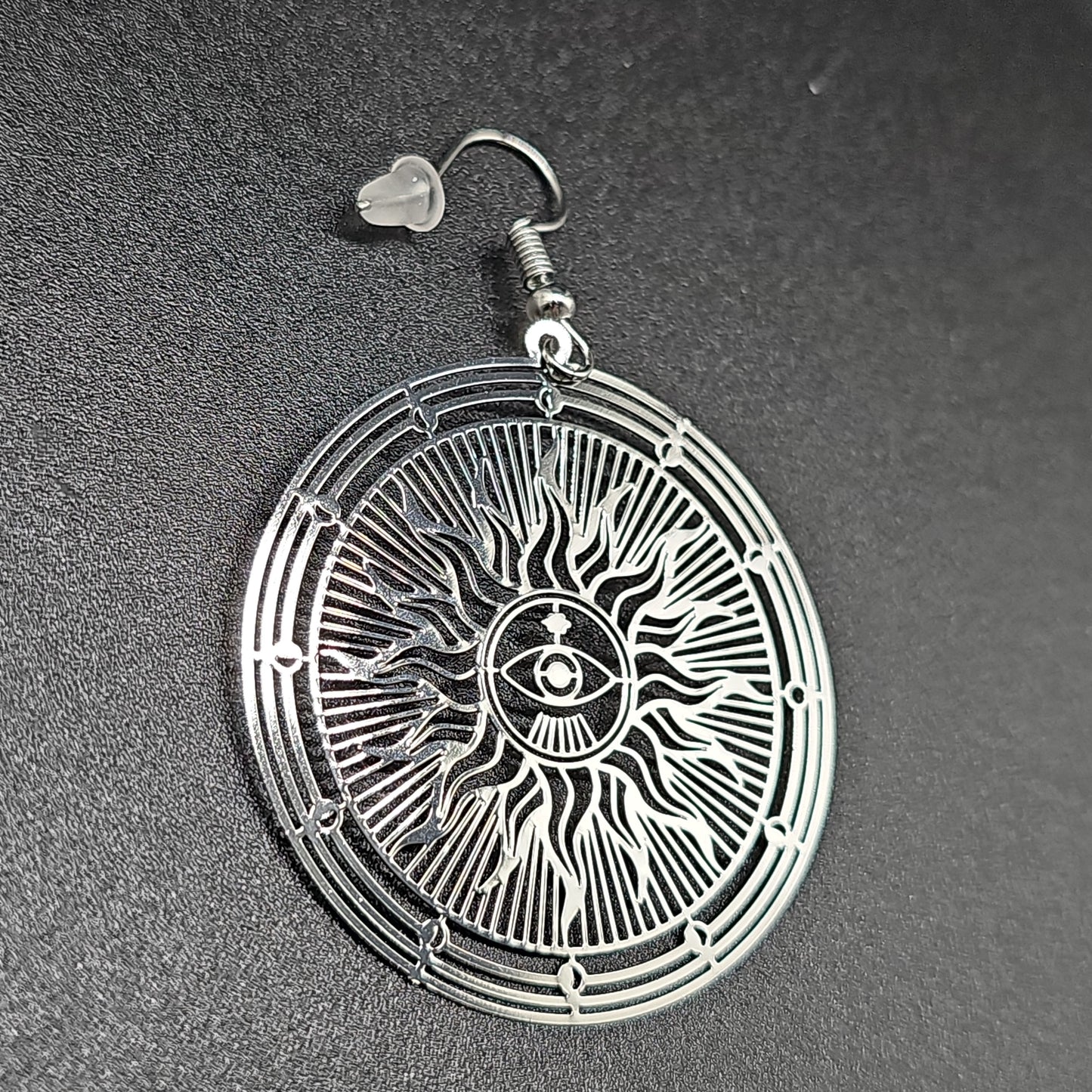 Boucles pendantes motif soleil acier inoxydable doré ou argenté