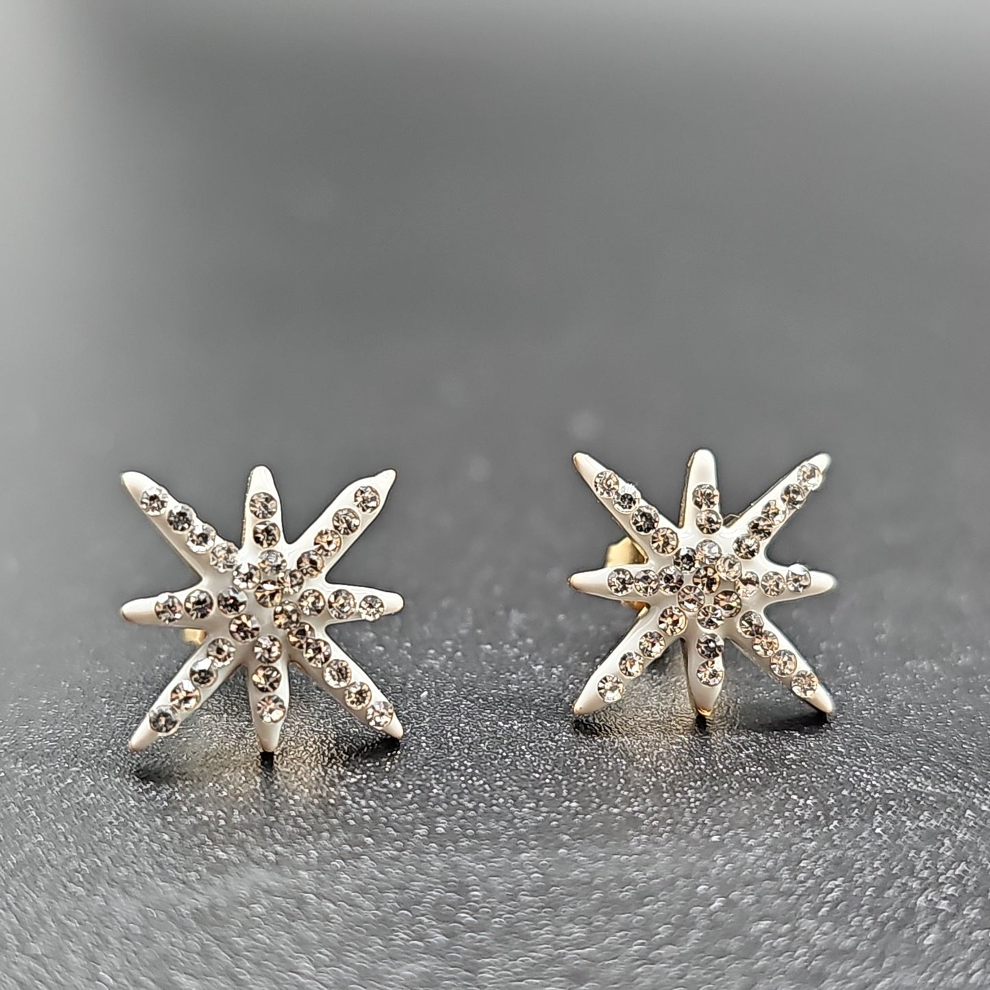 Boucles d'oreilles clous forme étoile polaire incrustée strass scintillants