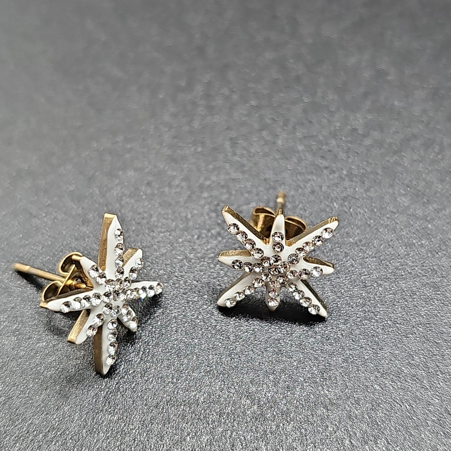 Boucles d'oreilles clous forme étoile polaire incrustée strass scintillants