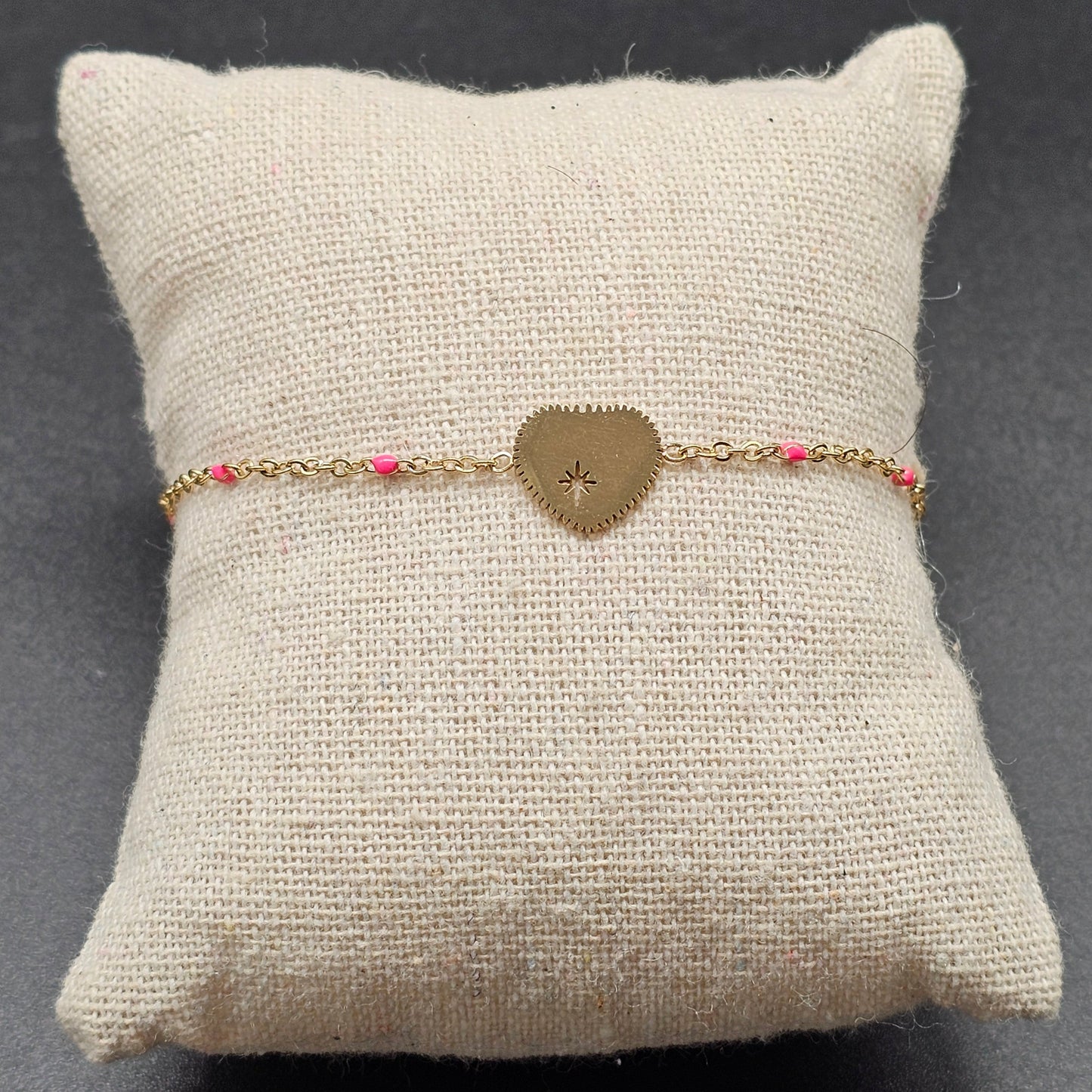 Bracelet acier inoxydable doré chaîne fine maille forçat incrustée éclats pierre naturelle