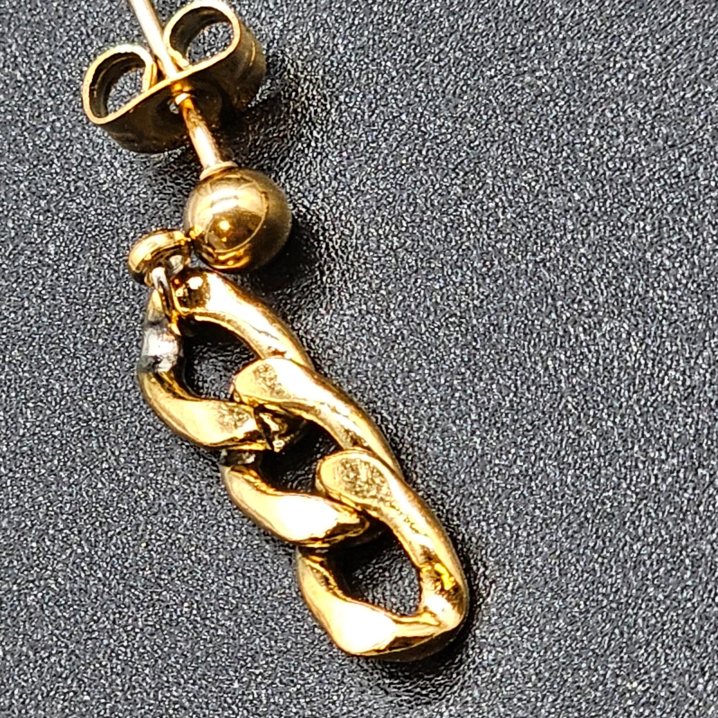 Boucles d'oreilles pendantes dorées – Chaîne 3 Maillons en Acier Inoxydable – Hypoallergéniques