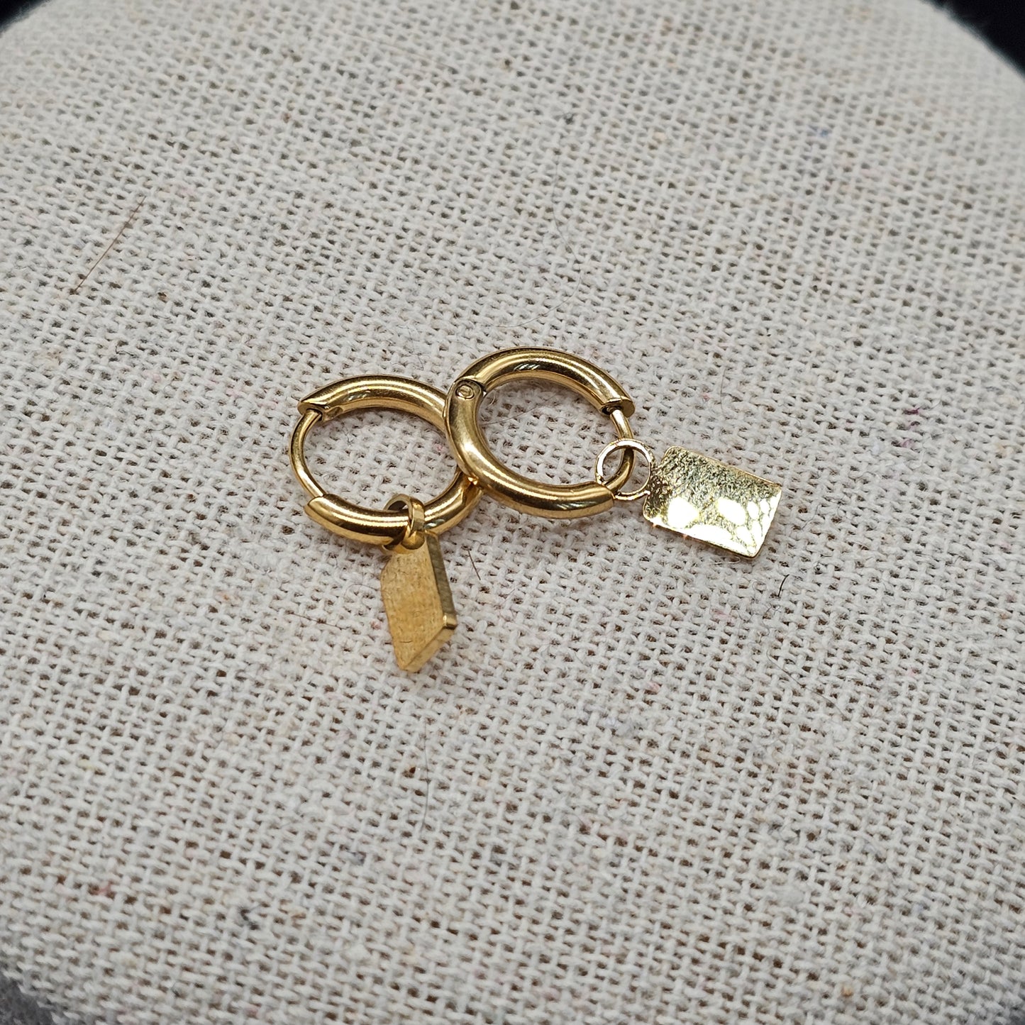 Boucles créoles rectangle – doré ou argenté, acier inoxydable hypoallergénique