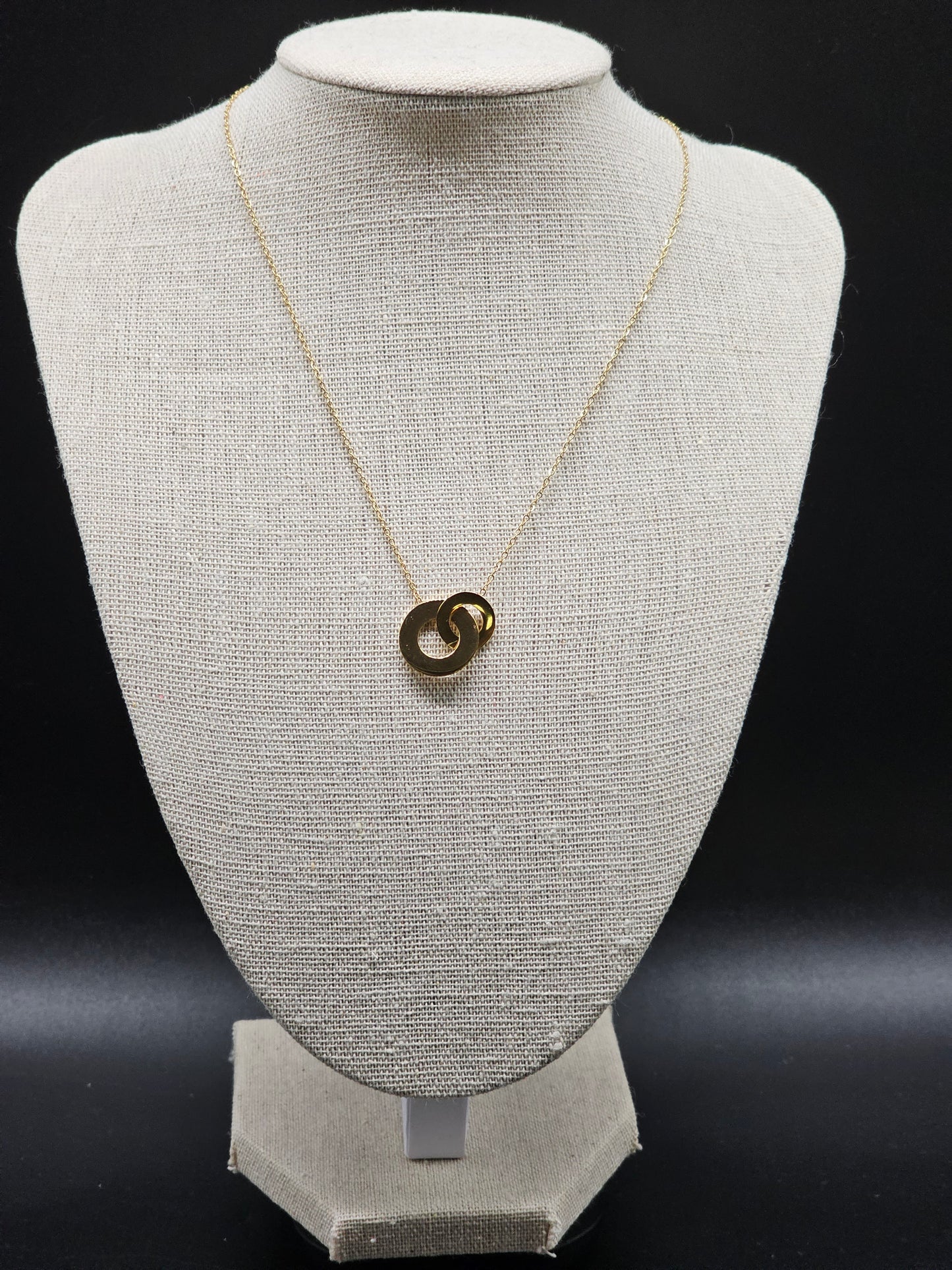 "You & Me" Necklace – Gold Plated – Hammered Stainless Steel Double Pendant