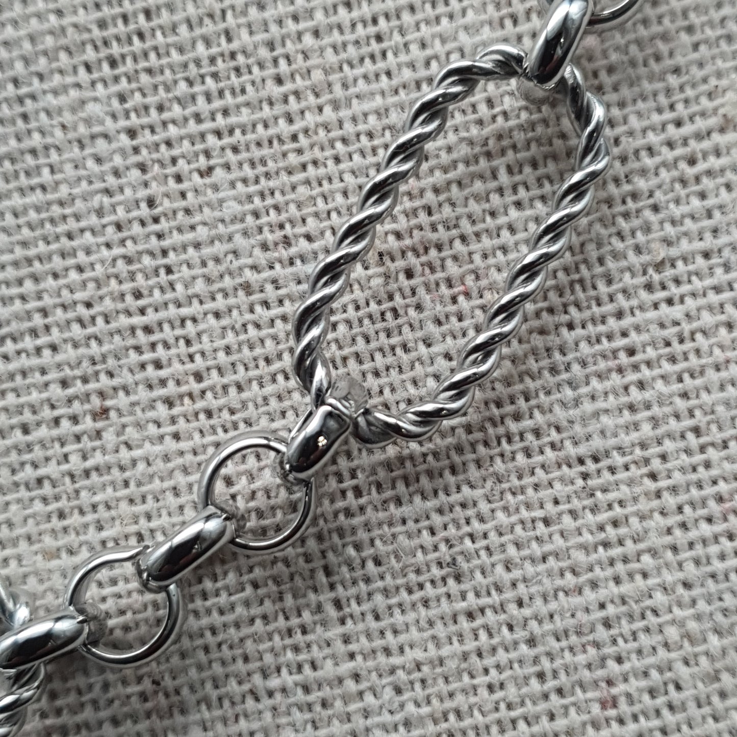 Collier chaîne maille forçat acier inoxydable argenté – gros maillons texturés