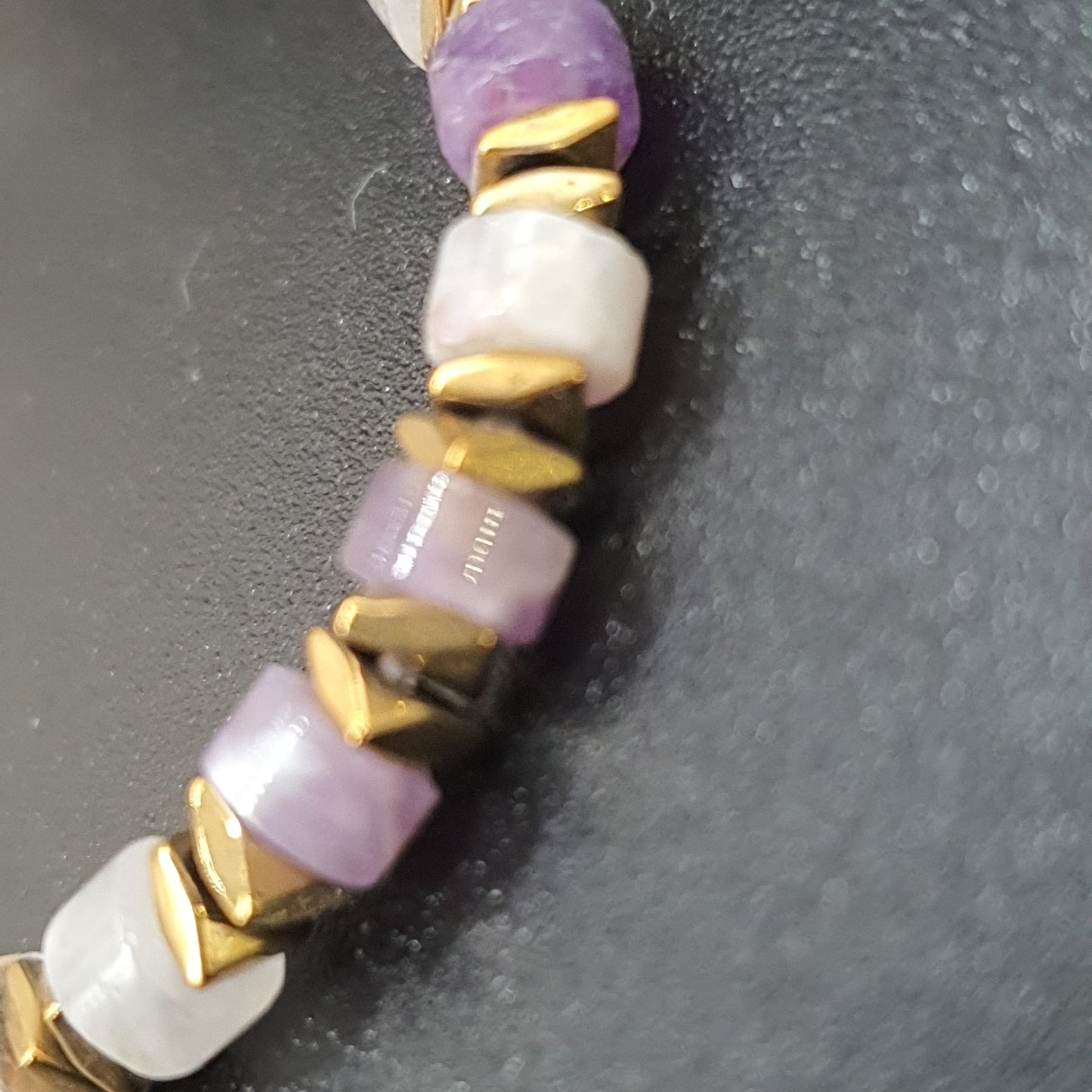 Collier acier inoxydable rondelles pierre naturelle tubes billes facettées