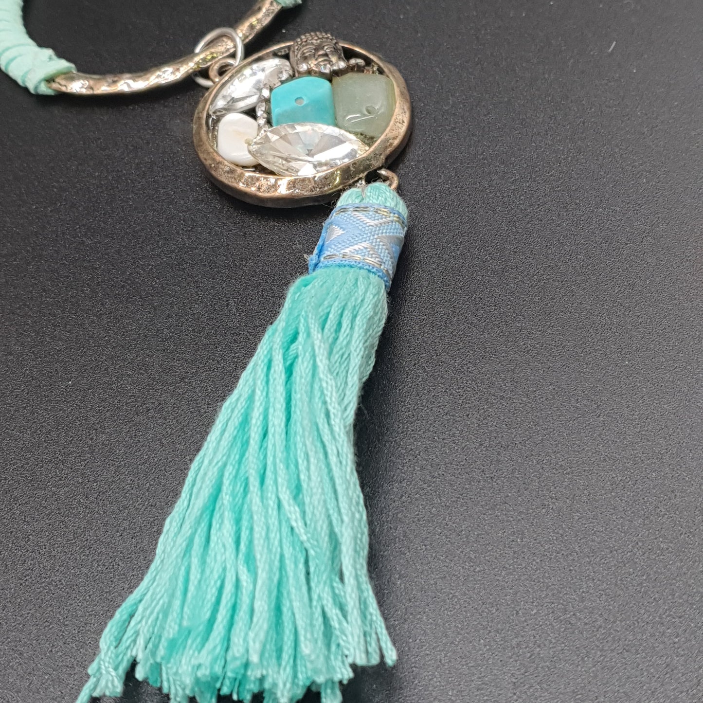 Collier sautoir métal argenté chaîne maille tube résille pendentif