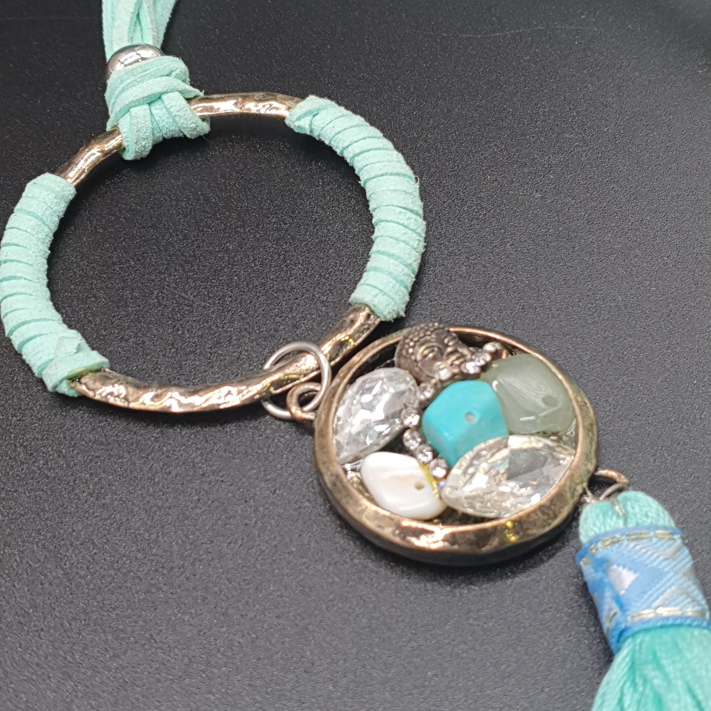 Collier sautoir métal argenté chaîne maille tube résille pendentif