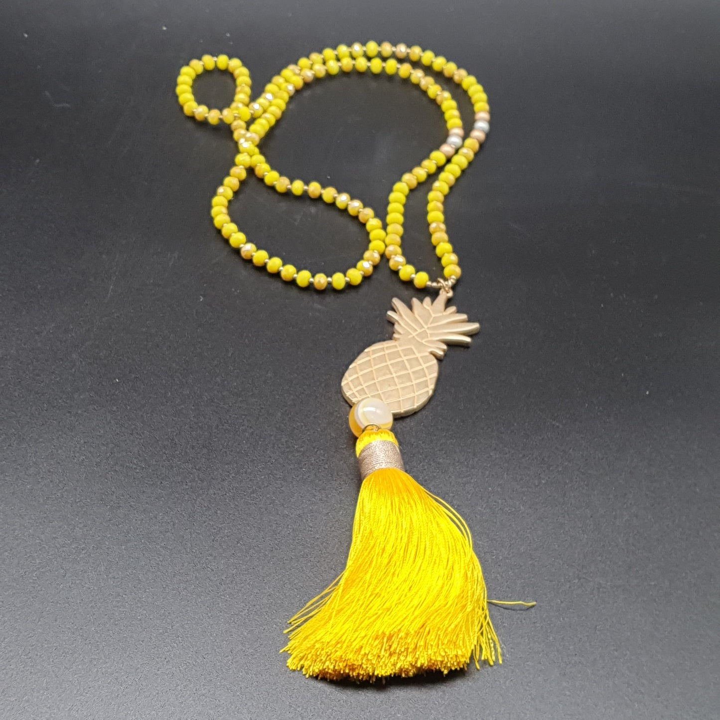 Collier sautoir doré pendentif ananas chaîne maille ronde acier inoxydable