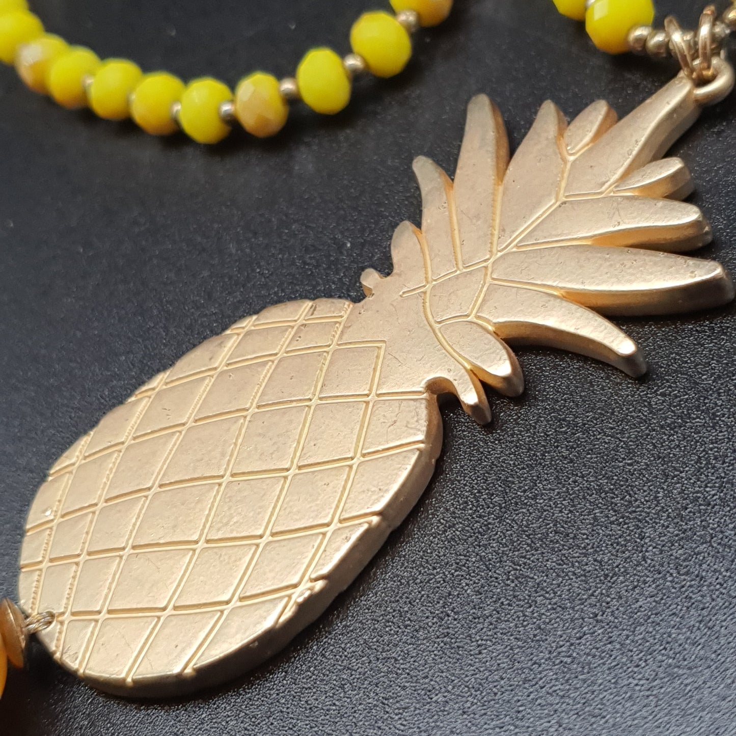 Collier sautoir doré pendentif ananas chaîne maille ronde acier inoxydable