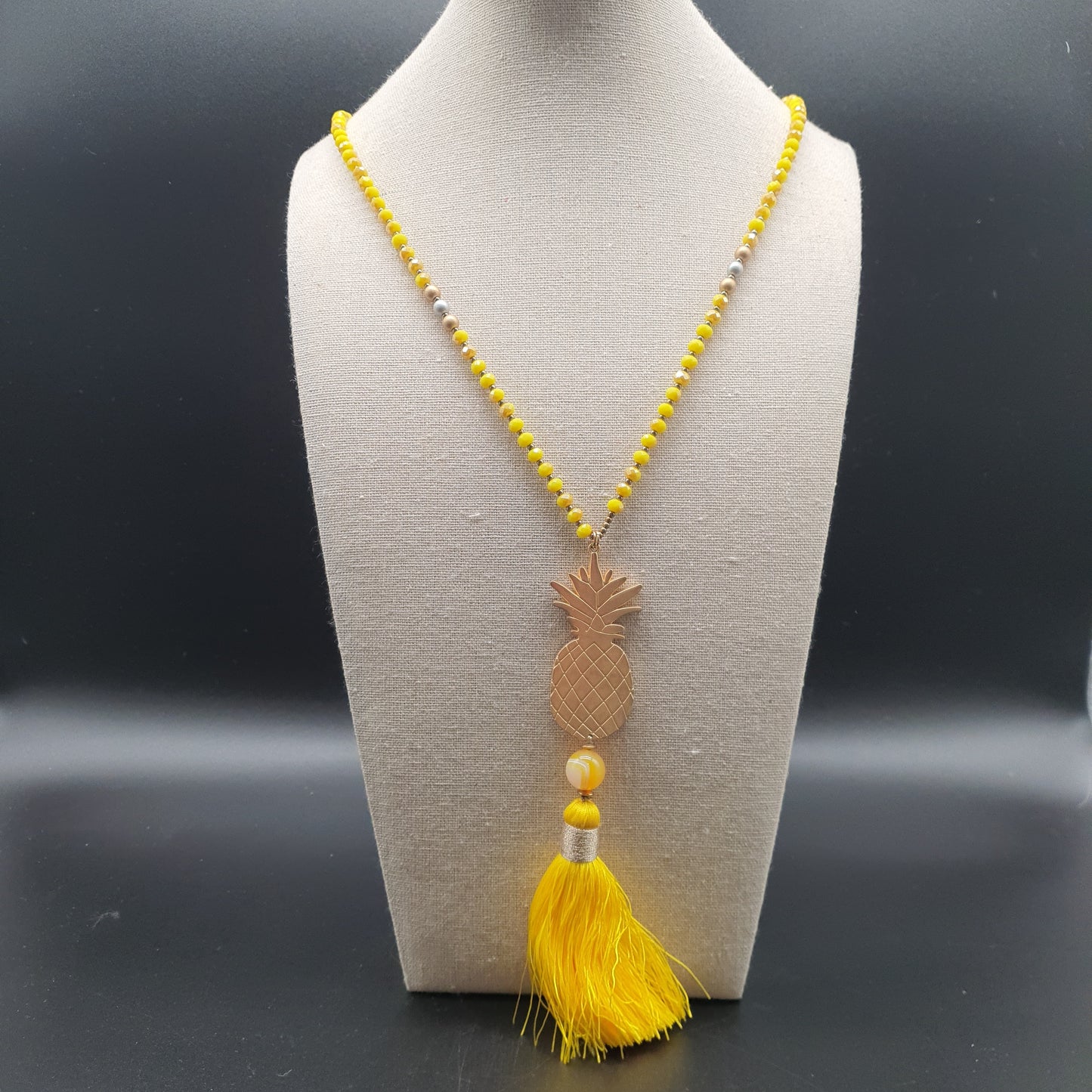 Collier sautoir doré pendentif ananas chaîne maille ronde acier inoxydable