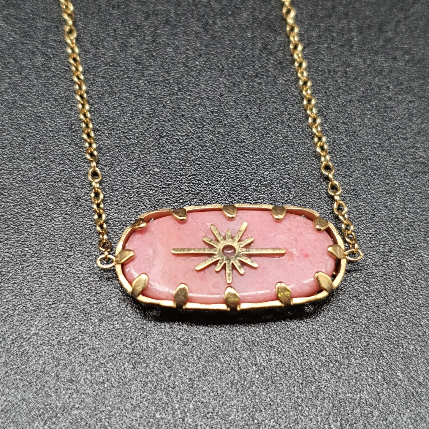 Parure dorée acier inoxydable pendentif nacré rose étoile polaire