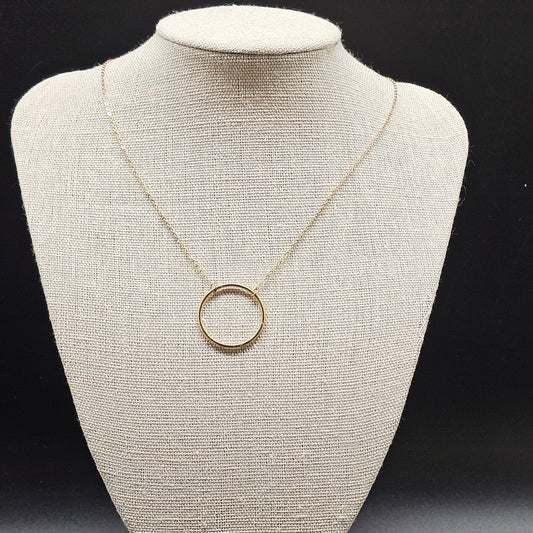 Collier acier inoxydable doré fine chaîne maille forçat pendentif anneau