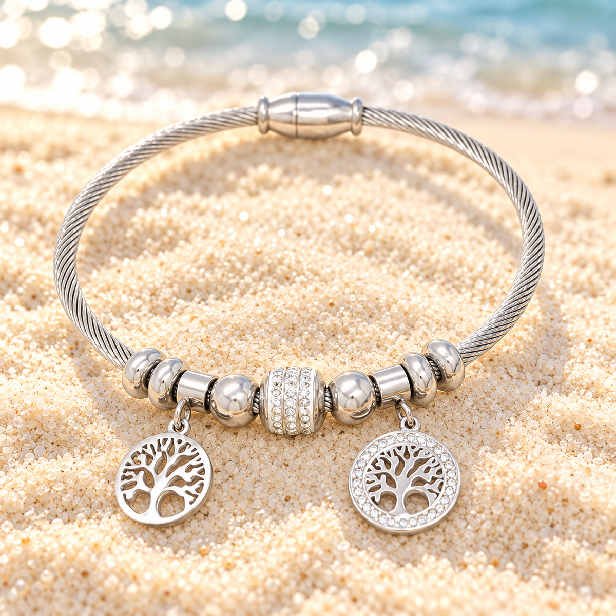 Bracelet câble arbre de vie – acier inoxydable