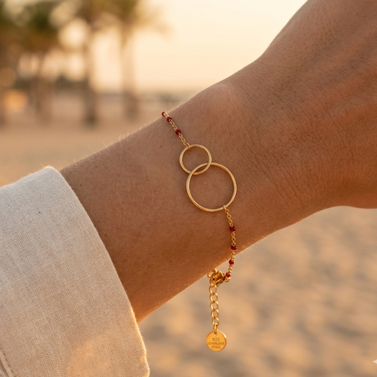 Bracelet doré acier inoxydable – médaillon “Toi et Moi” & éclats pierre reconstituée