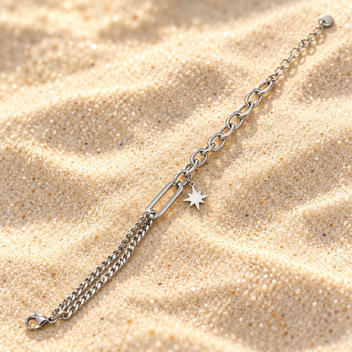 Bracelet maillons Étoile du Nord – acier inoxydable