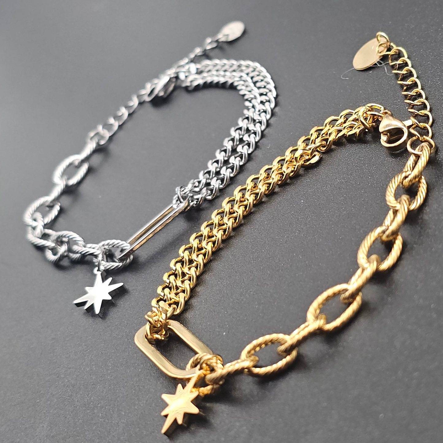 Bracelet maillons Étoile du Nord – acier inoxydable