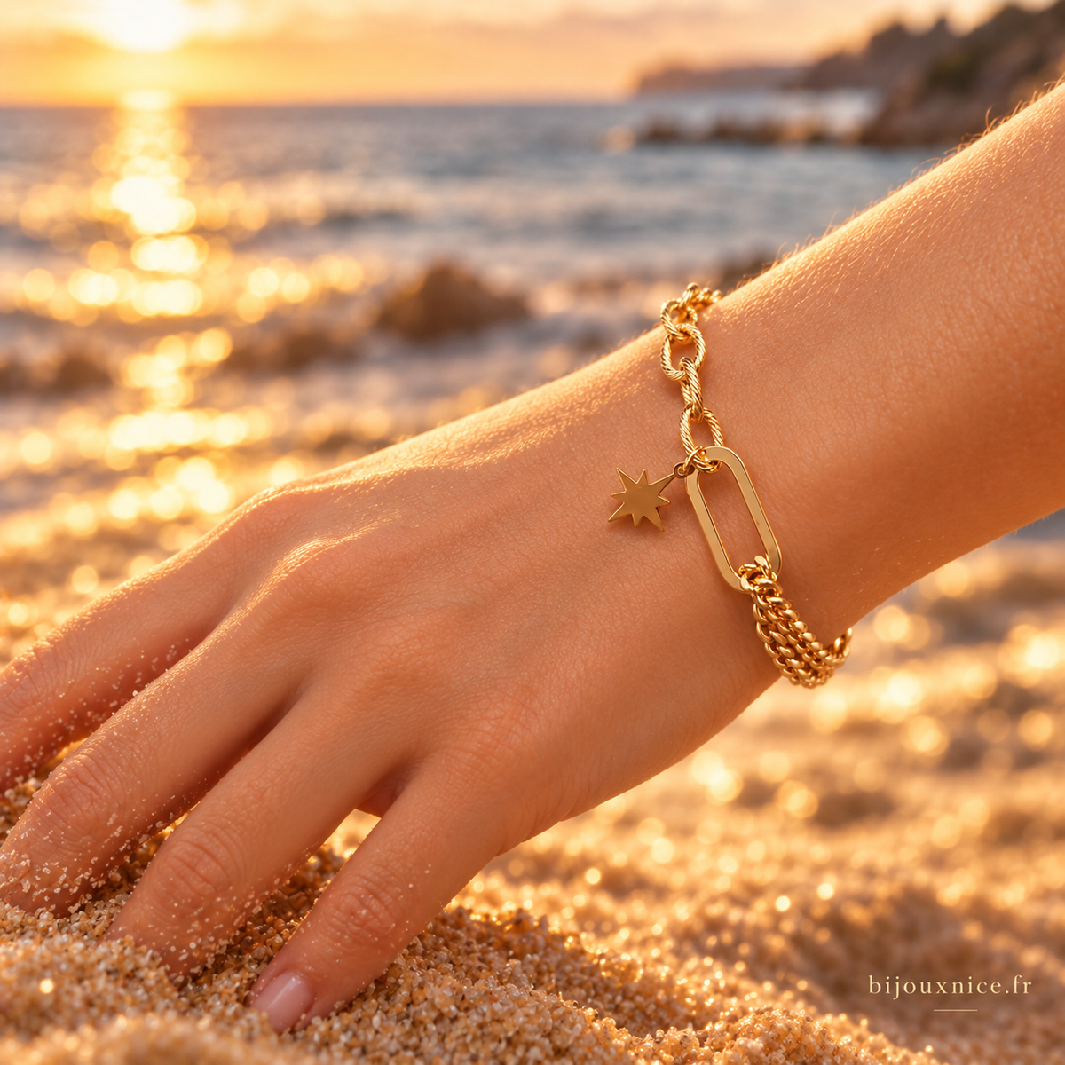 Bracelet maillons Étoile du Nord – acier inoxydable