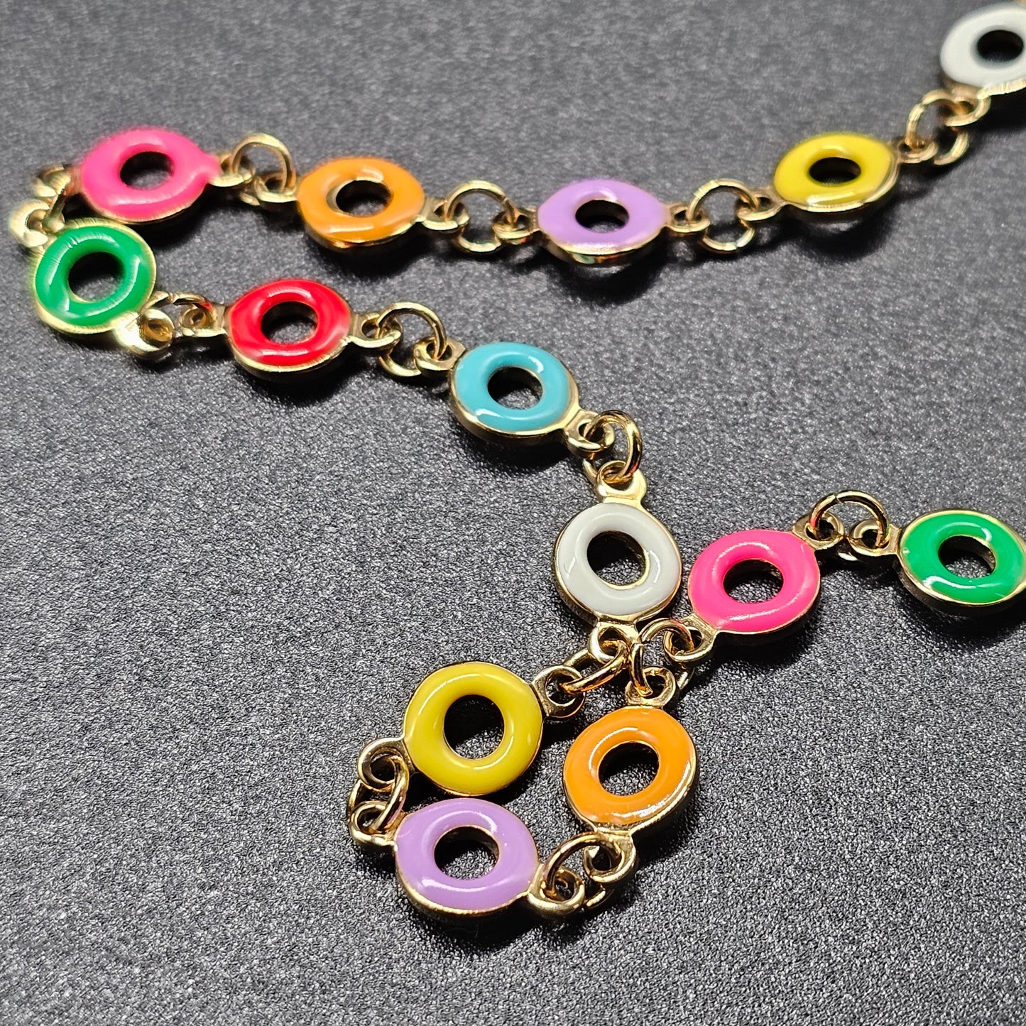 "Good Vibes" gold necklace – Multicolored enamel beads, stainless steel