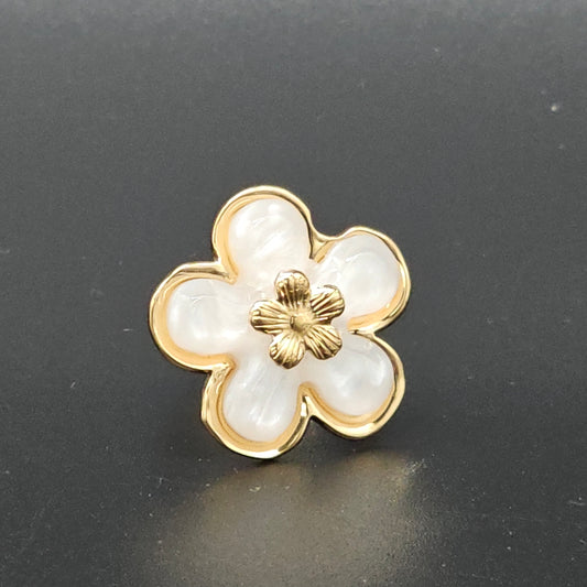 Bague fleur dorée et nacrée en acier inoxydable, bijou féminin élégant Bijoux Nice