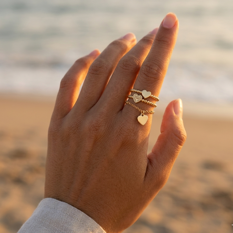 Adjustable open triple ring – gold or silver stainless steel