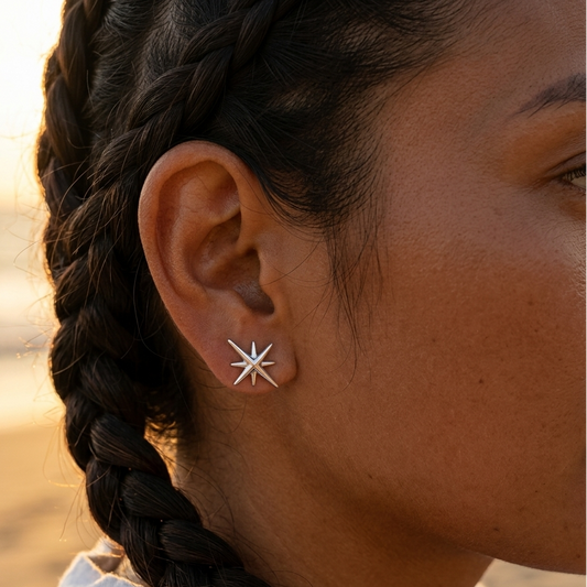 Clous d’oreilles acier inoxydable – Étoile Polaire doré ou argenté