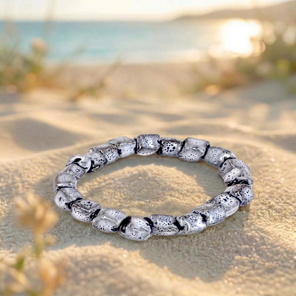 Bracelet élastique perles carrées céramique 6 mm – plusieurs couleurs