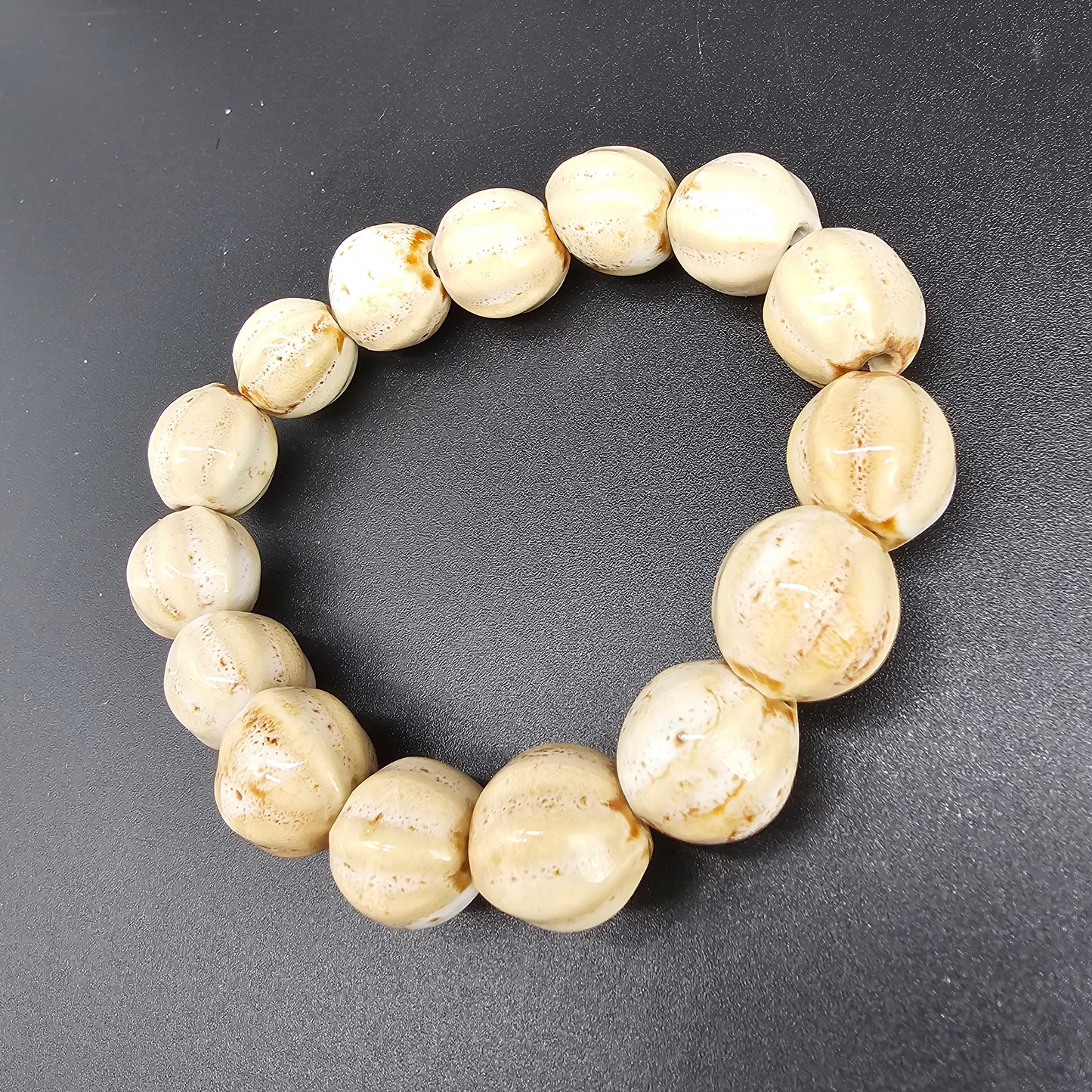 Bracelet élastique perles céramique 8 mm – plusieurs couleurs