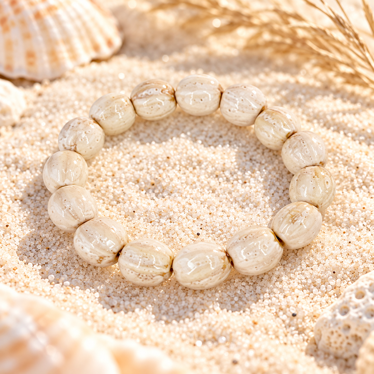 Bracelet élastique perles céramique 8 mm – plusieurs couleurs