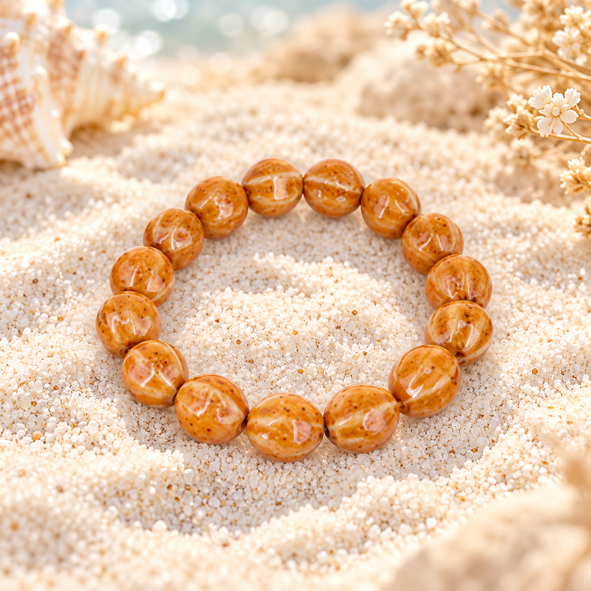 Bracelet élastique perles céramique 8 mm – plusieurs couleurs