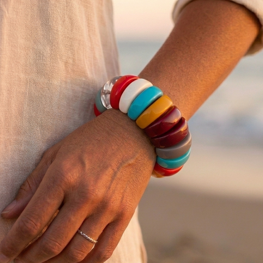 Bracelet Vintage Multicolore – Résine Laquée