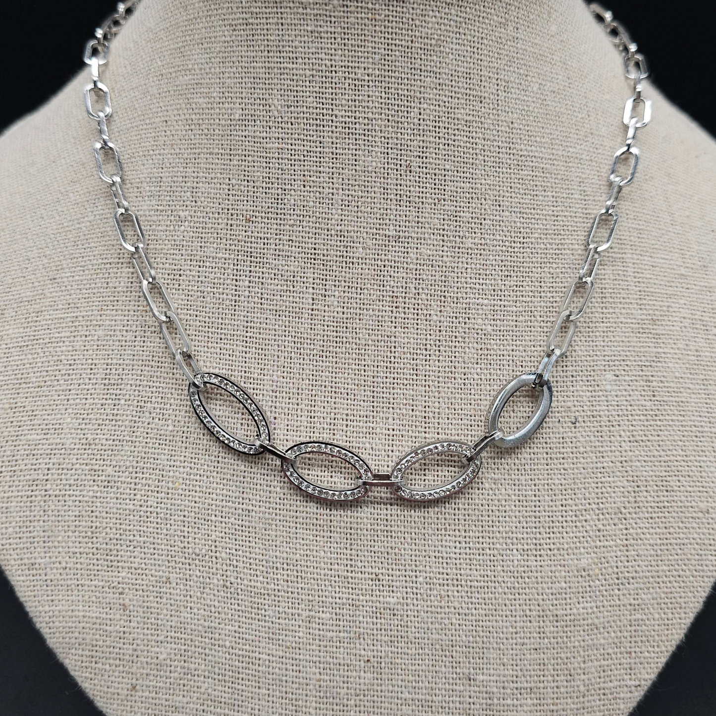 Collier Maillons Strass Argent – Acier inoxydable