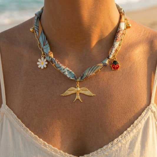 Collier Foulard Bohème Doré – Charms & Acier Inoxydable