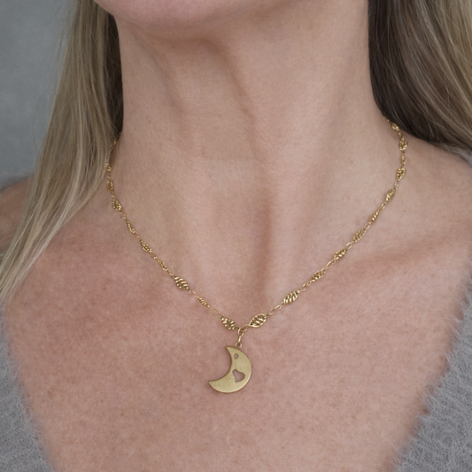 Collier Lune doré – Acier inoxydable