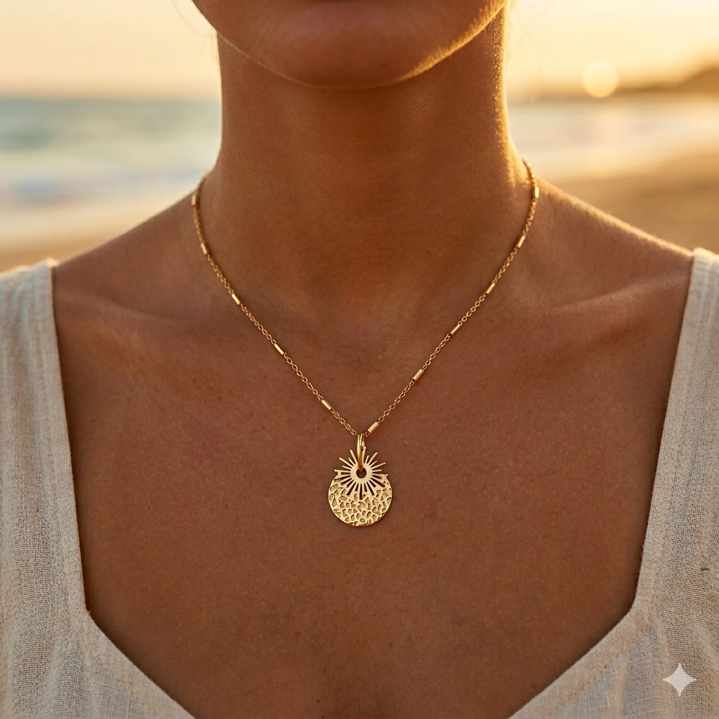 Gold-plated stainless steel necklace – Tubular charms and elegant cable chain