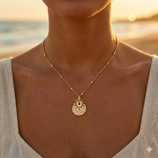 Gold-plated stainless steel necklace – Tubular charms and elegant cable chain