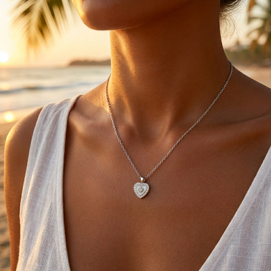 Silver Heart Necklace – Stainless Steel
