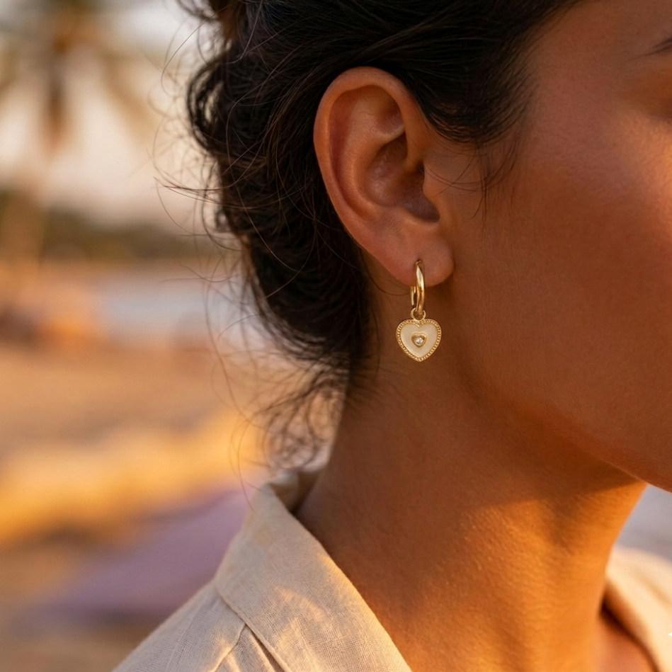 Golden Heart Earrings – Stainless Steel