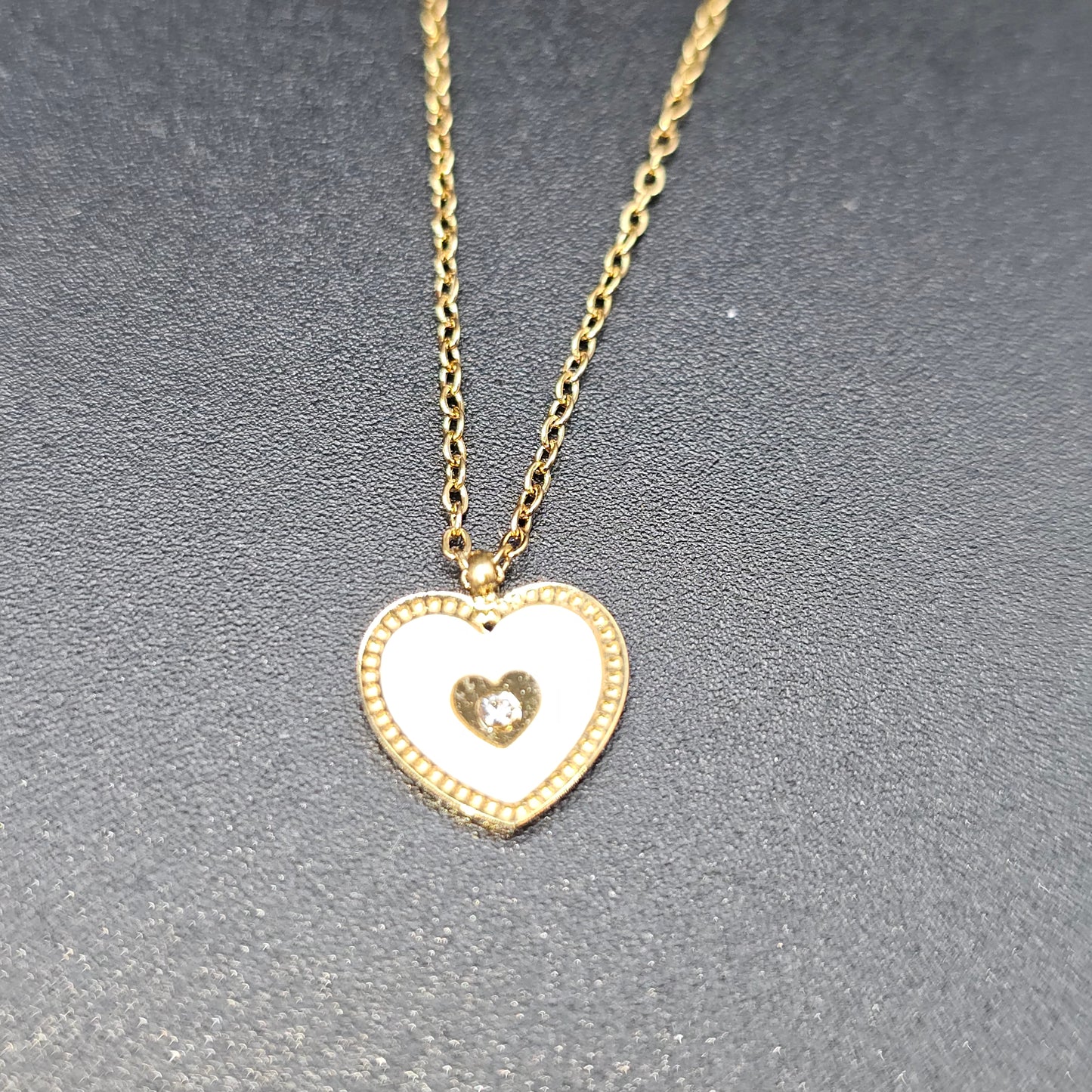 Gold Heart Necklace - Stainless Steel
