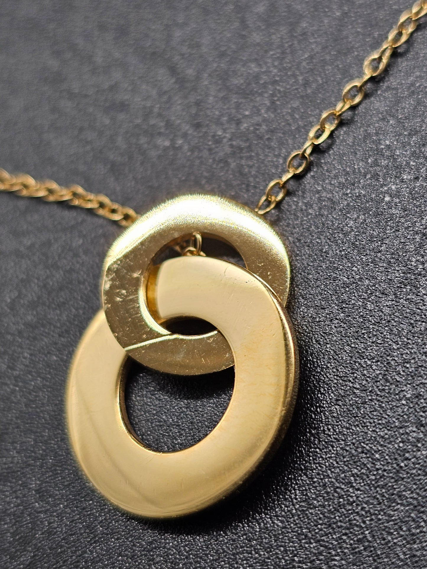 "You & Me" Necklace – Gold Plated – Hammered Stainless Steel Double Pendant