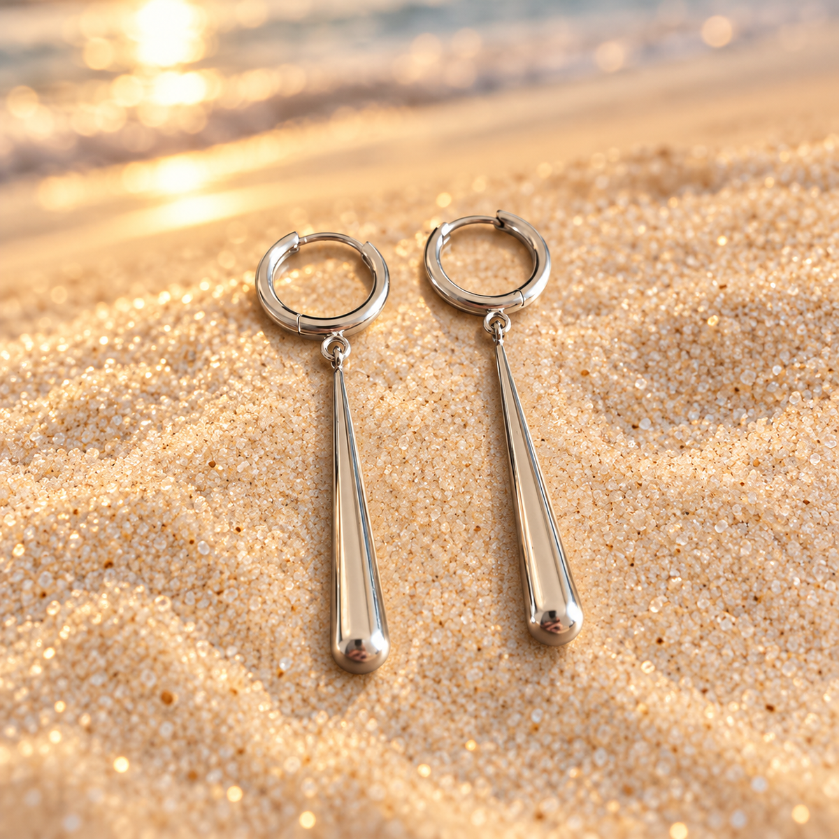 Boucles d’oreilles pendantes goutte – acier inoxydable
