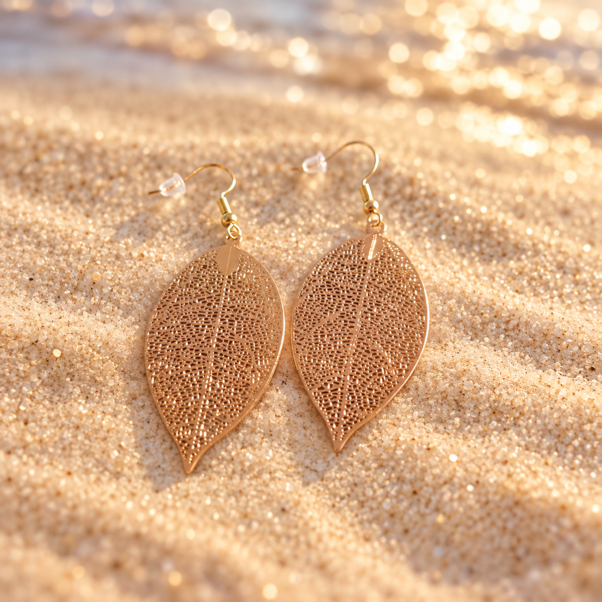 Boucles d’oreilles feuille filigrane dorées ou argentées