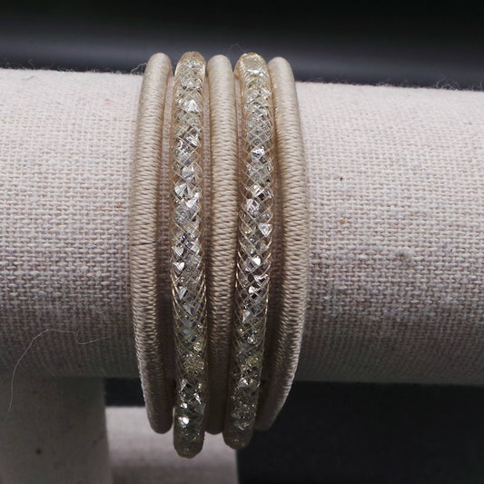 Bracelet manchette aimanté multi-brins strass fils métallisés